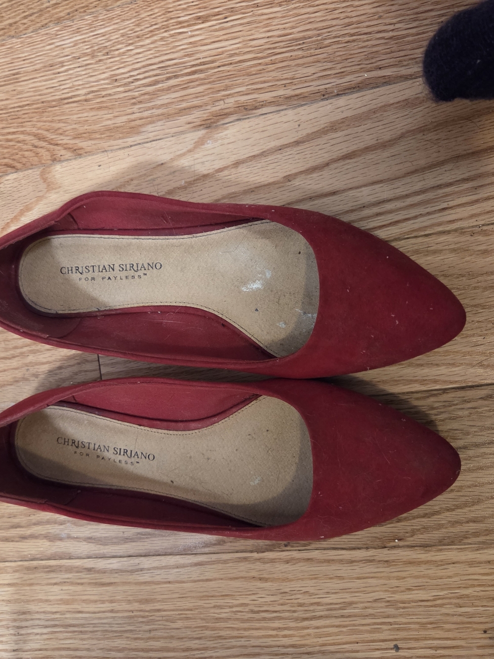 Christian Siriano Red Pointed-Toe Suede Flats